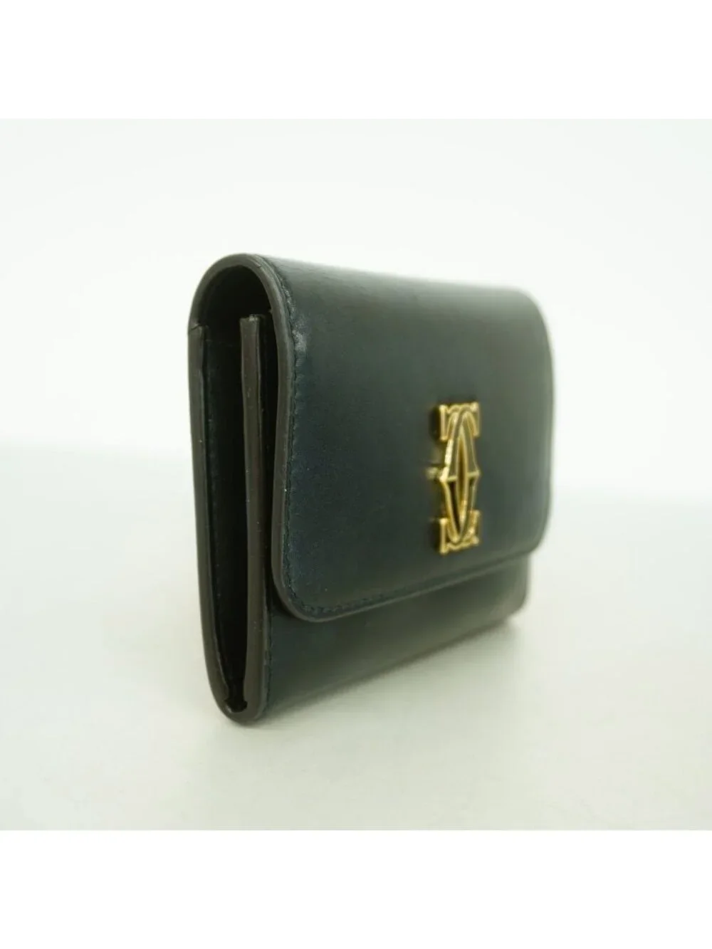 Cartier Coin Case Leather Black Gold